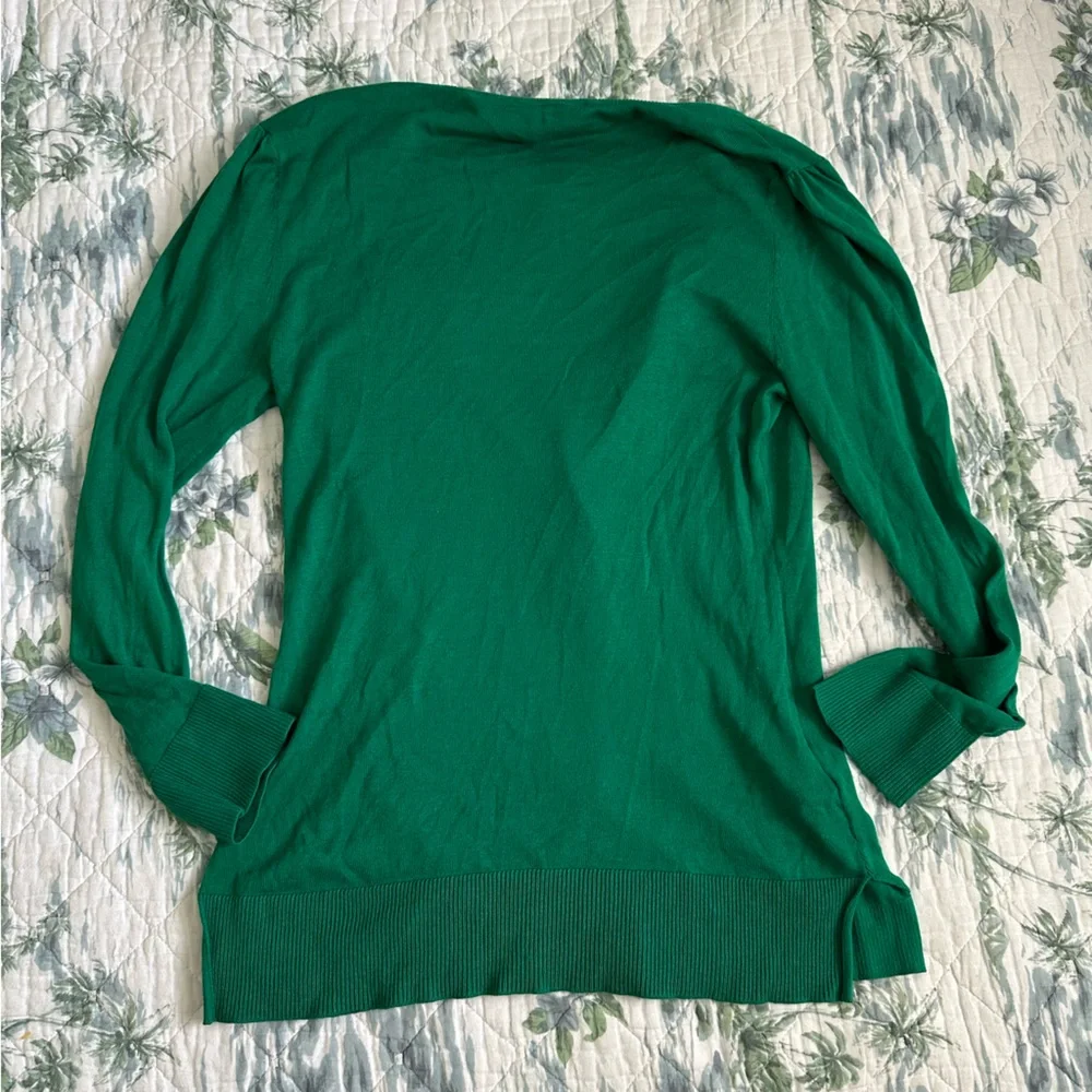 BCBG MAXAZRIA Kelly Green Button Cardigan Sweater Military Pocket S Silk Y2K